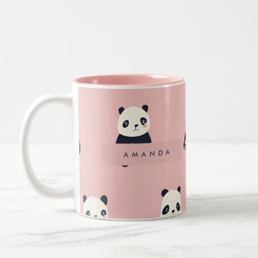 Personalized Adorable Panda Pattern ツートーンマグカップ (左)