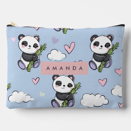 Personalized Adorable Pastel Panda Pattern アクセサリーポーチ (正面)