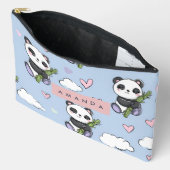 Personalized Adorable Pastel Panda Pattern アクセサリーポーチ (見開き)