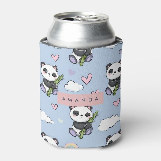 Personalized Adorable Pastel Panda Pattern 缶クーラー (缶正面)