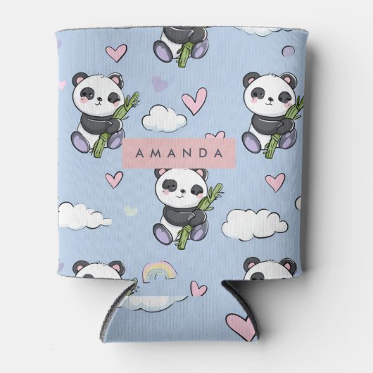 Personalized Adorable Pastel Panda Pattern 缶クーラー (正面)