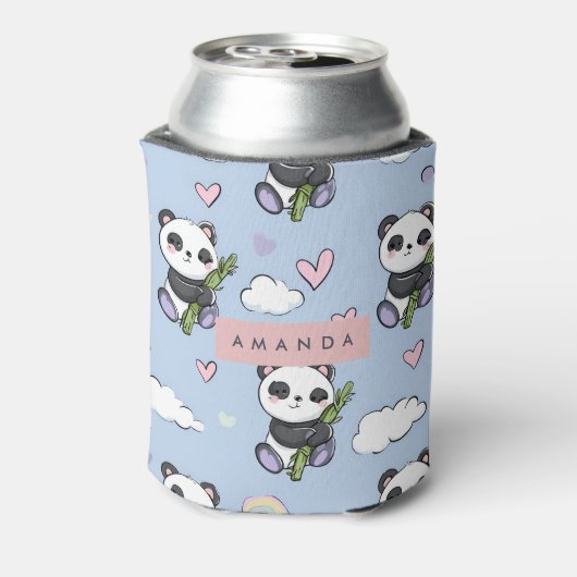 Personalized Adorable Pastel Panda Pattern 缶クーラー (缶裏面)