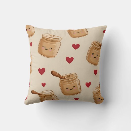 Personalized Adorable Peanut Butter Jar Pattern  クッション (裏面)