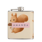 Personalized Adorable Squirrel and Acorn Pattern フラスク (正面)