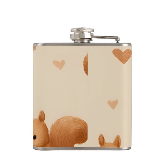 Personalized Adorable Squirrel and Acorn Pattern フラスク (裏面)