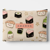 Personalized Adorable Sushi and Soy Sauce Pattern アクセサリーポーチ (正面)