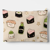 Personalized Adorable Sushi and Soy Sauce Pattern アクセサリーポーチ (裏面)