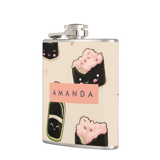 Personalized Adorable Sushi and Soy Sauce Pattern フラスク (左)
