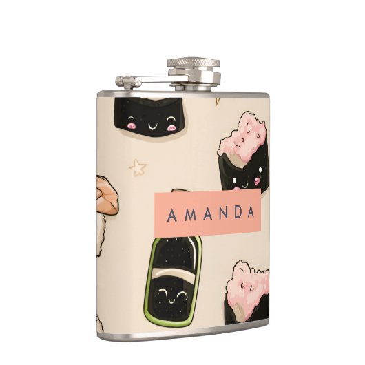 Personalized Adorable Sushi and Soy Sauce Pattern フラスク (右)