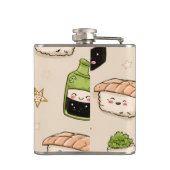 Personalized Adorable Sushi and Soy Sauce Pattern フラスク (裏面)