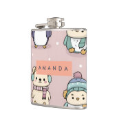 Personalized Adorable Winter Penguin Pattern フラスク (左)