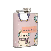 Personalized Adorable Winter Penguin Pattern フラスク (右)