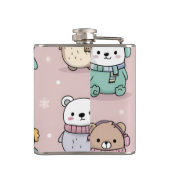 Personalized Adorable Winter Penguin Pattern フラスク (裏面)