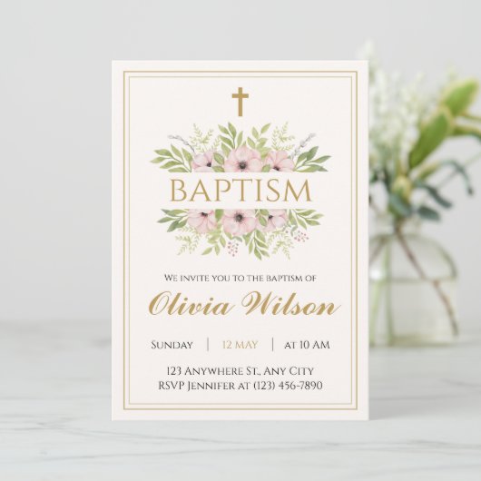 Personalized Adult Baptism Invitation 招待状 (スタンド正面)