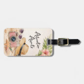 Personalized Adventure Awaits Tropical Floral ラゲッジタグ (正面横)
