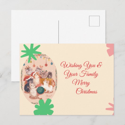 Personalized Aesthetic Cat Funny シーズンポストカード (正面/裏面)