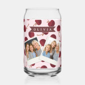 Personalized Aesthetic Cherry Pattern Name Gift ガラス缶 (正面)