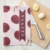 Personalized Aesthetic Cherry Pattern Name Gift キッチンタオル (四つ折り)