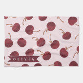 Personalized Aesthetic Cherry Pattern Name Gift キッチンタオル (横)