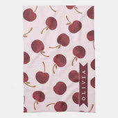 Personalized Aesthetic Cherry Pattern Name Gift キッチンタオル (縦)