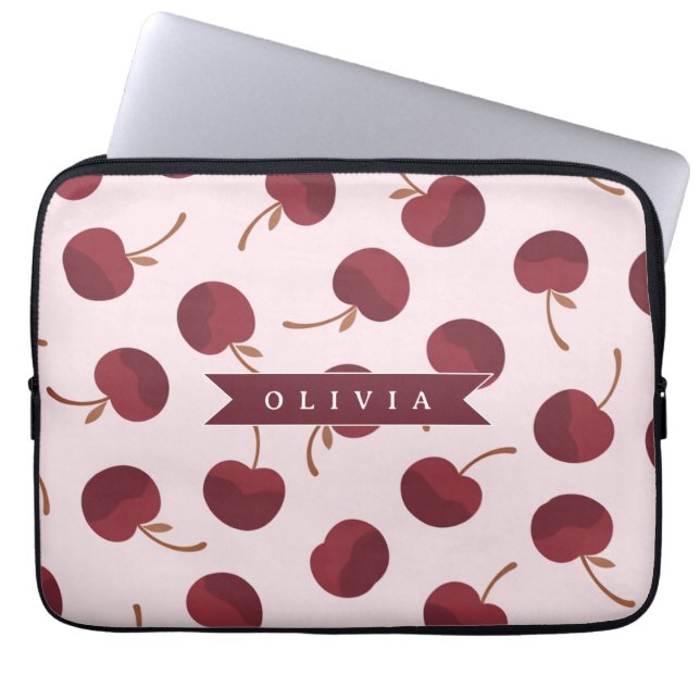 Personalized Aesthetic Cherry Pattern Name Gift ラップトップスリーブ (正面)
