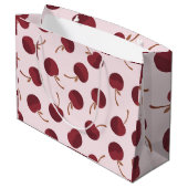 Personalized Aesthetic Cherry Pattern Name Gift ラージペーパーバッグ (裏面アングル)