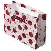 Personalized Aesthetic Cherry Pattern Name Gift ラージペーパーバッグ (正面アングル)
