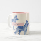 Personalized Aesthetic German Shepherd Pattern ツートーンマグカップ (正面左)