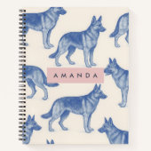 Personalized Aesthetic German Shepherd Pattern ノートブック (正面)