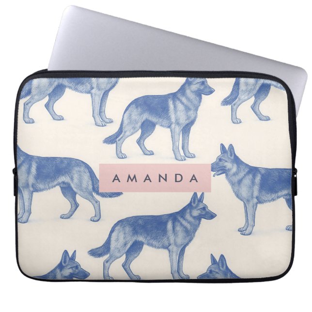 Personalized Aesthetic German Shepherd Pattern ラップトップスリーブ (正面)