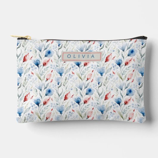 Personalized Aesthetic Patriotic Wildflowers アクセサリーポーチ (正面)