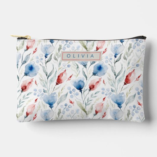 Personalized Aesthetic Patriotic Wildflowers アクセサリーポーチ (正面)