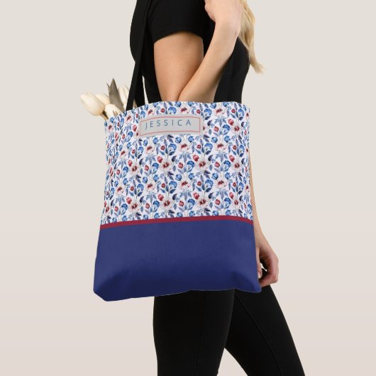 Personalized Aesthetic Patriotic Wildflowers トートバッグ (クローズアップ)