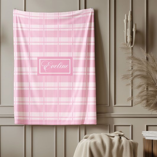 Personalized Aesthetic Throw Pink Tartan Comfort フリースブランケット
