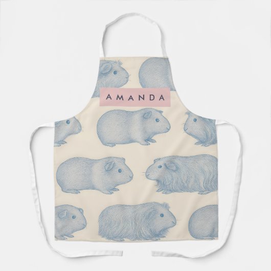 Personalized Aesthetically Cute Guinea Pigs Patter エプロン (正面)