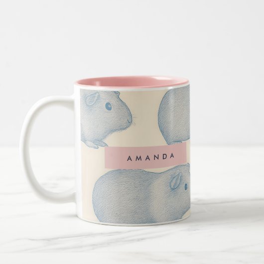 Personalized Aesthetically Cute Guinea Pigs Patter ツートーンマグカップ (左)