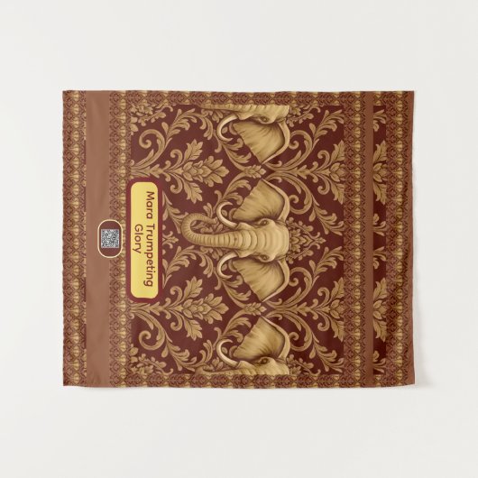 Personalized African: Elephant Mara Glory | Luxury タペストリー (正面(横))