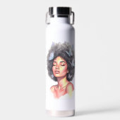 Personalized Afro Beauty Portrait  Water Bottle ウォーターボトル (正面)