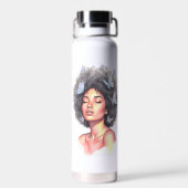 Personalized Afro Beauty Portrait  Water Bottle ウォーターボトル (背面)