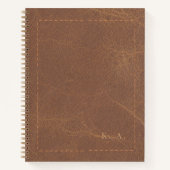 Personalized Aged Leather Notebook with Initials ノートブック (正面)