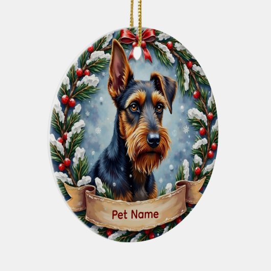 Personalized Airedale Terrier Christmas セラミックオーナメント (右)