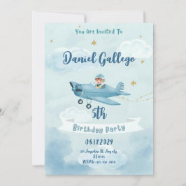 Personalized Airplane Boy Birthday Invitation 招待状