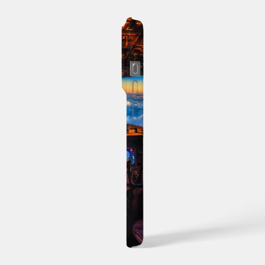 personalized Airplane Cockpit Dashboard sunset iPhoneケース (左側面)