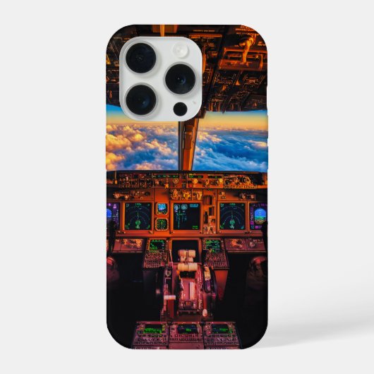 personalized Airplane Cockpit Dashboard sunset iPhoneケース (裏面)
