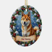 Personalized Akita Christmas セラミックオーナメント (右)