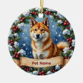 Personalized Akita Christmas セラミックオーナメント (正面)