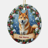 Personalized Akita Christmas セラミックオーナメント (左)