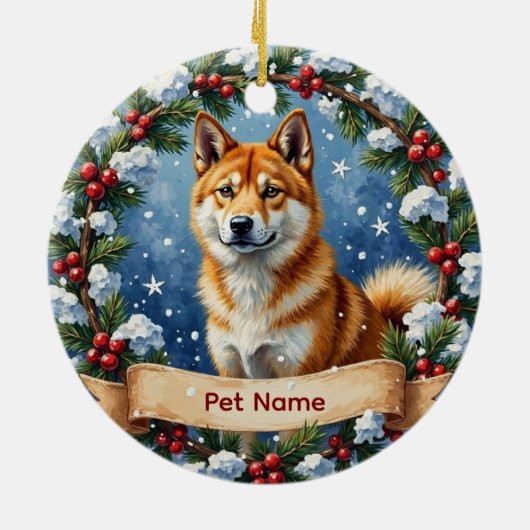 Personalized Akita Christmas セラミックオーナメント (裏面)