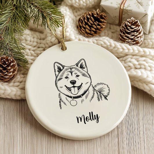 Personalized Akita Dog Christmas セラミックオーナメント