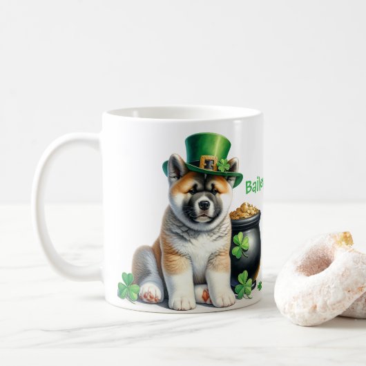 Personalized Akita St. Patty's Day Coffee Mug コーヒーマグカップ (ドーナツ)